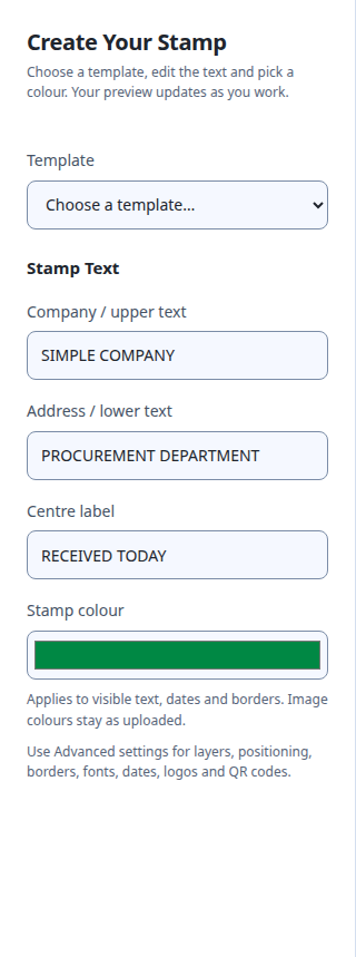 Closeup of Cigned stamp design controls